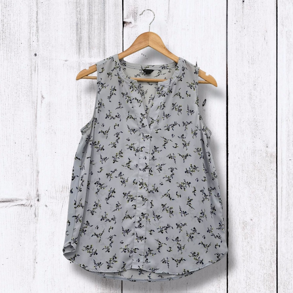 Ann Taylor Blue Floral Flowy Sleeveless Top M
